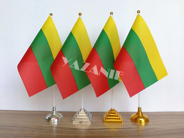 YAZANIE 14*21cm 4PCS Spain Spanish Denmark Danish Desk Flag and Banners Hungary Lithuania National Table with Base Stand - купить по