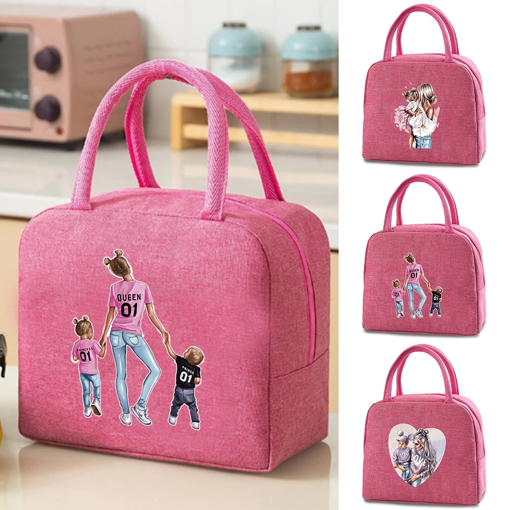 

Lunch Bag for Women New Pink Canvas Insulated Lunch Bags School Office Food Thermal Bento Pouch Cooler Picnic Travel Handbag