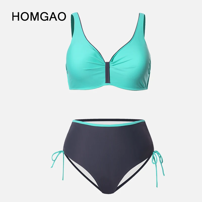 

HOMGAO женский купальник с эффектом пуш-ап, винтажный купальник из двух предметов, пикантный Ретро бикини с лямкой на шее и рюшами и высокой талией, 2023, пляжные купальные костюмы