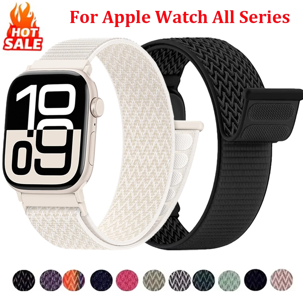 Фото Нейлоновый ремешок-петля для Apple Watch 46 мм, 42 мм, 44 мм, 40 мм, 41 мм, 45 мм, узорчатый браслет Correa для iWatch 11, 10, SE, 9, 8, 7, Ultra 3, 2, 49 мм №1