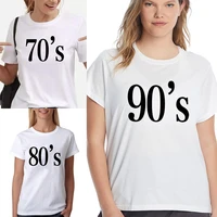 60s90s print short sleeve t shirts fashion clothing casual o neck t shirt for women female pullover youthful commuter tees tops