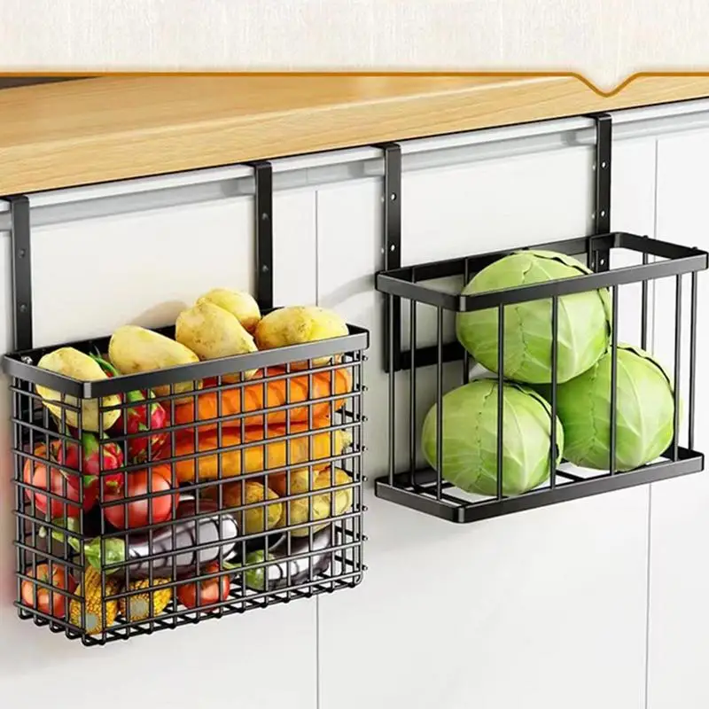 

Kitchen Vegetable Fruit Basket Cabinet Door Pantry Organizer Spice Rack Kitchen Counter Organizer Door Hanging Storage Rack