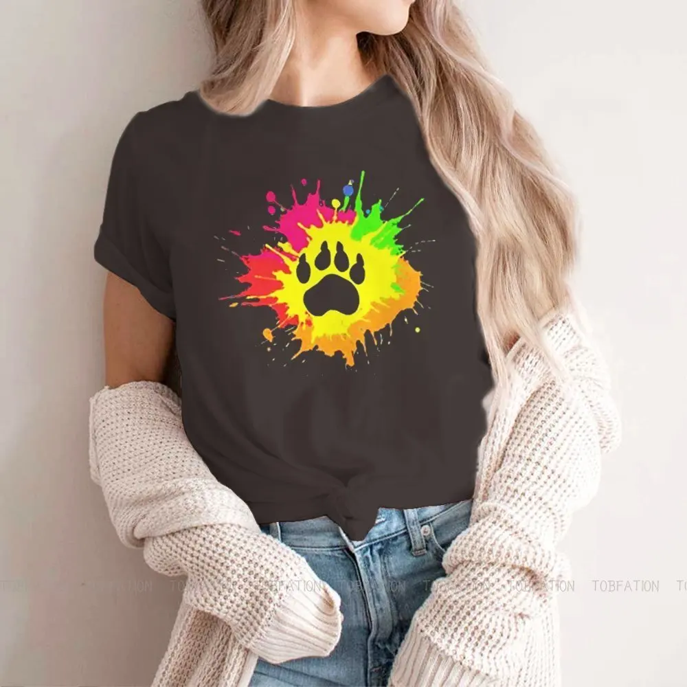 

Artist Paint Furry Paw Round Collar TShirt Fursona Fabric Basic T Shirt Girl Clothes Individuality Fluffy Big Sale