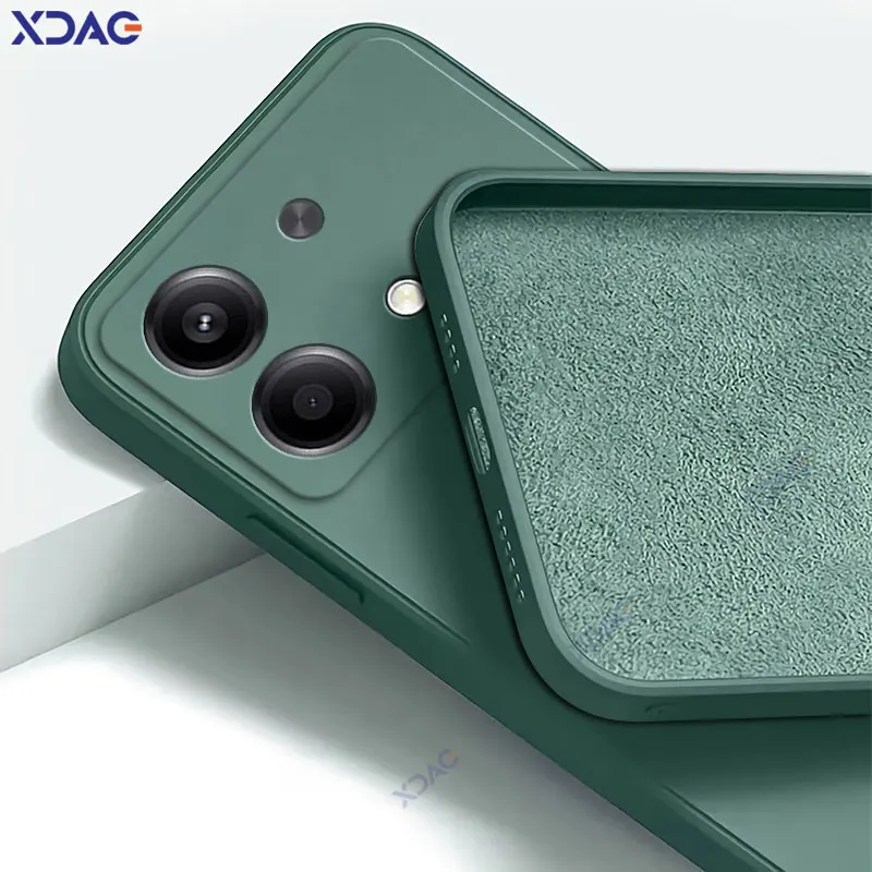 Роскошный квадратный жидкий силиконовый чехол для Xiaomi Redmi Note 13R Pro 5G 360 мягкие