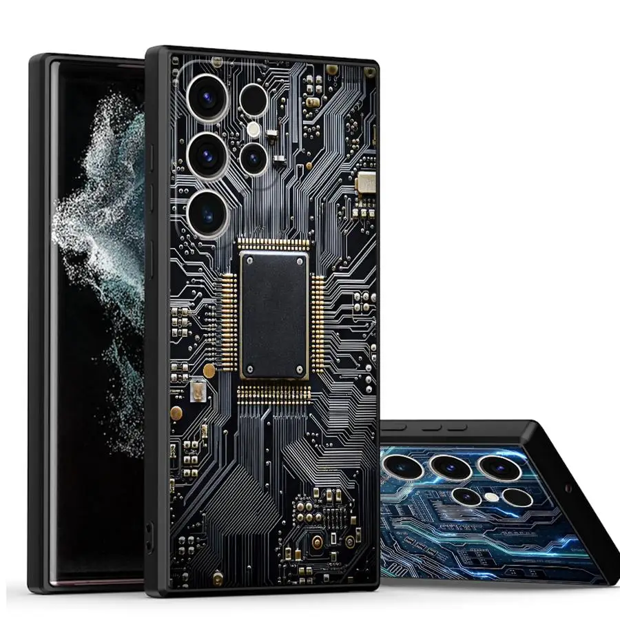 Фото Чехол для Samsung Galaxy S26 S20 S10 S9 S25 Ultra S21 FE S24 Plus S23 Note 20 Ultra 8 9 10, чехол-накладка с ретро-дизайном печатной платы №3