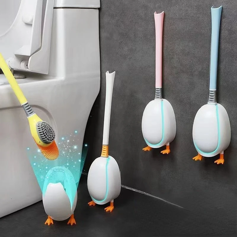 

xiomi Toilet Brush Water Leak Proof With base Silicone Wc Flat Head Flexible Soft Bristles Brush with Quick Drying Holder Set