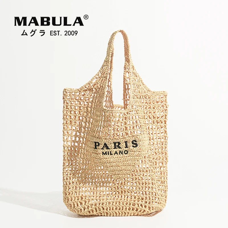 

2023 Luxury Design Women Plaited Raffia Straw Bag Large Capacity Casual Tote Handbag Hollow Summer Beach Vacation Shoulder Bag