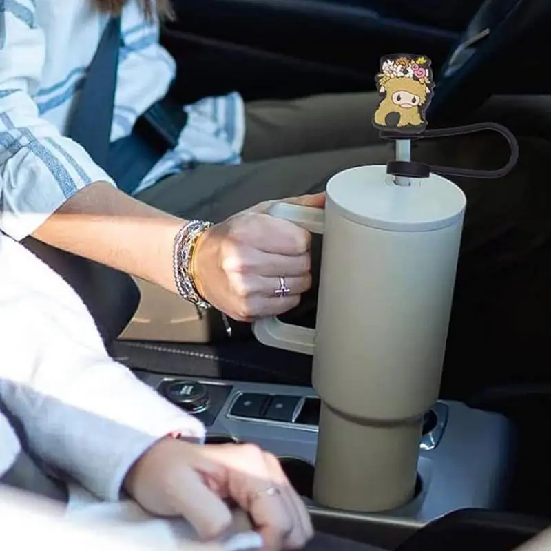 Топперы из коровьей соломы для стаканов 6X Highland Cow многоразовые соломенные