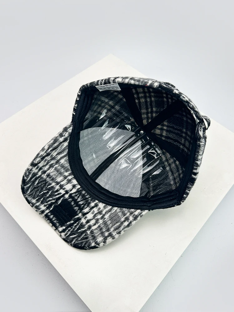 Осенне-зимняя новая британская шерстяная бейсбольная кепка в клетку стиле ретро