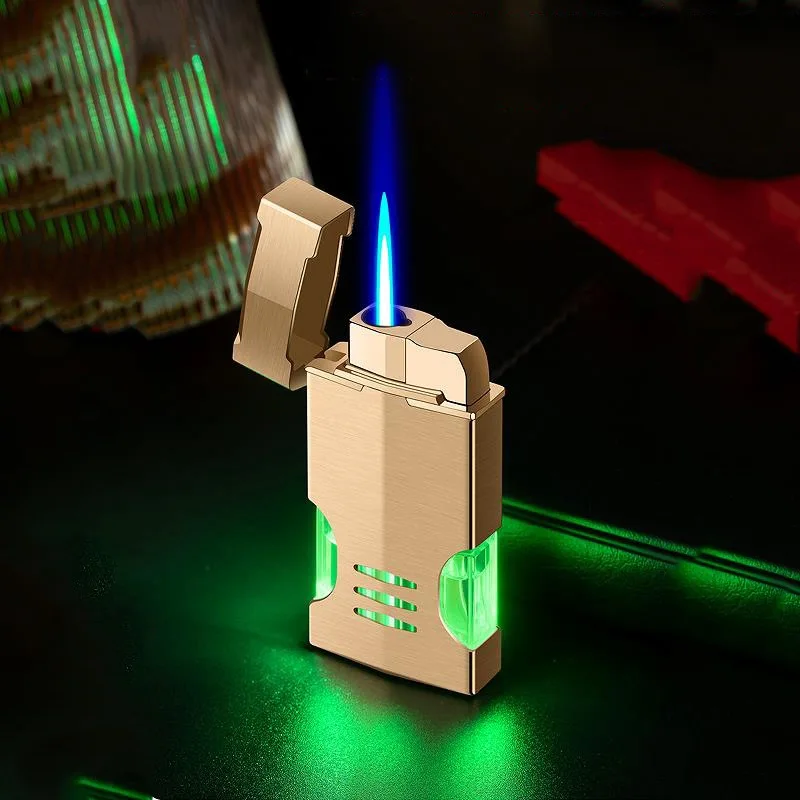 

Unusual Torch Gas Lighter Windproof Creative With Lights Inflatable Jet Flame Butane Smoking Gift For Men Metal Cigarette Cigar