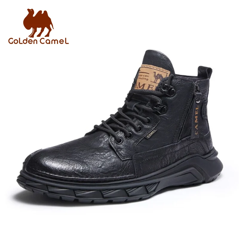 Golden Camel Men's Winter Boots Trend 2022 Autumn New Tooling Martin High-top Boot Motorcycle Retro Leather Shoes for Men Botas