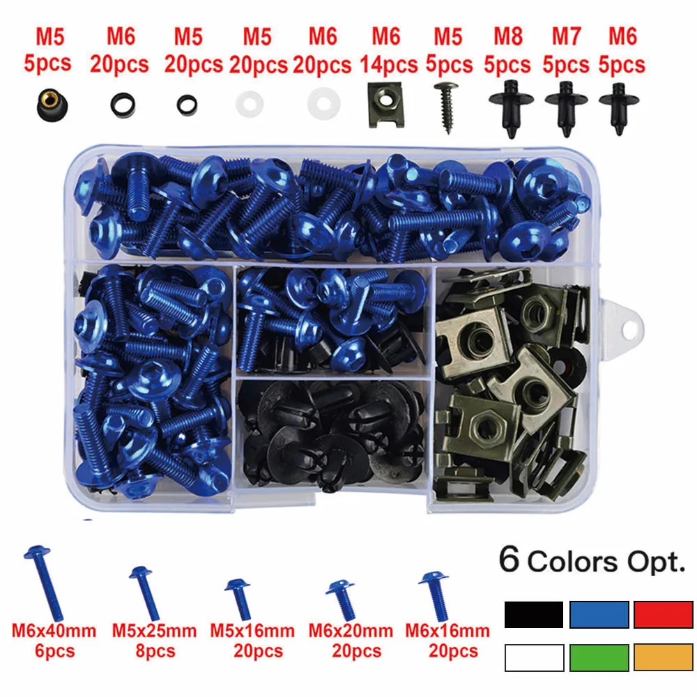 

195 PCS Motorcycle Accessories Aluminum Fairing Bolt Screws Kit Fit For HONDA CBR600RR CBR600 F2 F3 F4 F4I F5 CBR1000RR CBR 1000