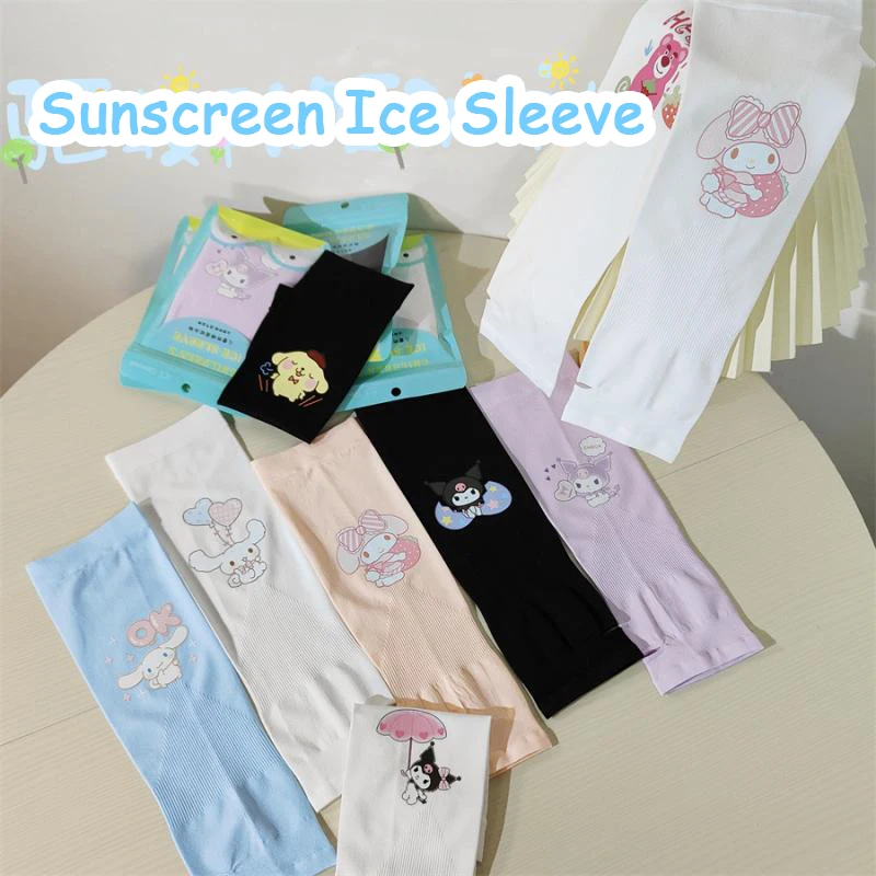 

Kawaii Sanrio Children's Sunscreen Sleeve Cinnamoroll Kuromi Mymelody New Cartoon Thin Style Breathable Ice Sleeves Wholesale