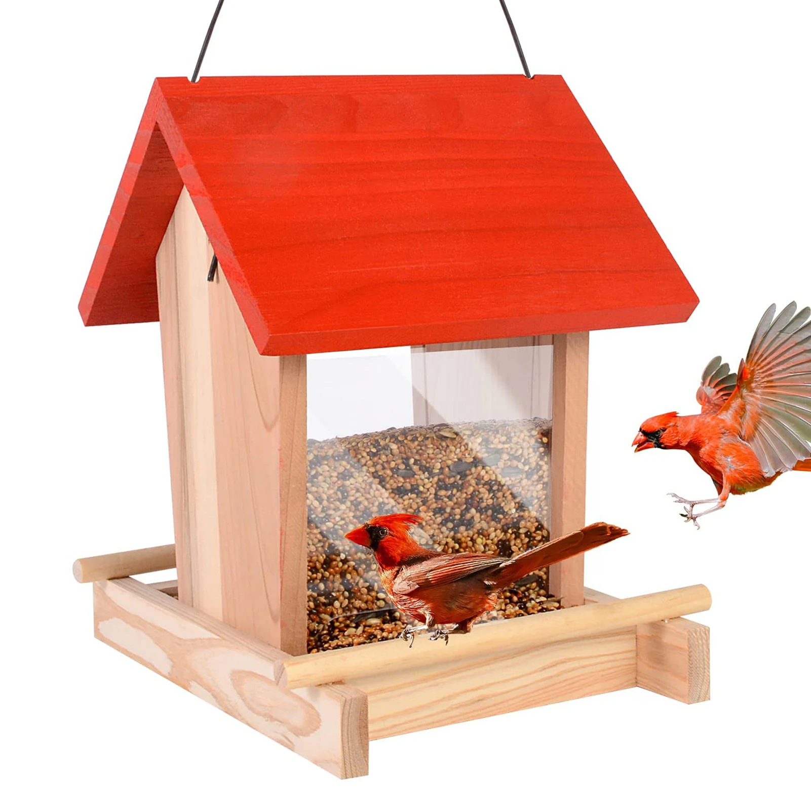 Roof Waterproof Squirrel Proof Bird Feeder For Cedar Bird Feeder Handmade Wooden House Design