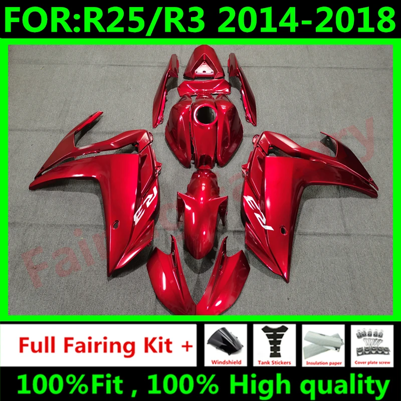 

Новый комплект обтекателей для мотоцикла ABS подходит для YZF R25 R3 R 25 3 2015 2016 2017 2018 комплекты обтекателей кузова красный