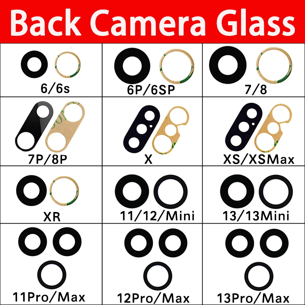 

Back Rear Camera Glass Lens Replacement For iPhone 6 6Plus 6s 6sPlus 7 7Plus 8 8Plus X XR XS 11 12 13 Mini Pro Max