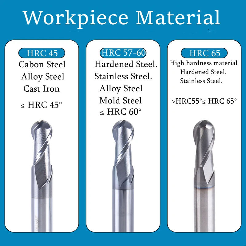 Черное покрытие сферические круглые концевые фрезы HRC55 HRC45 карбидные с 2