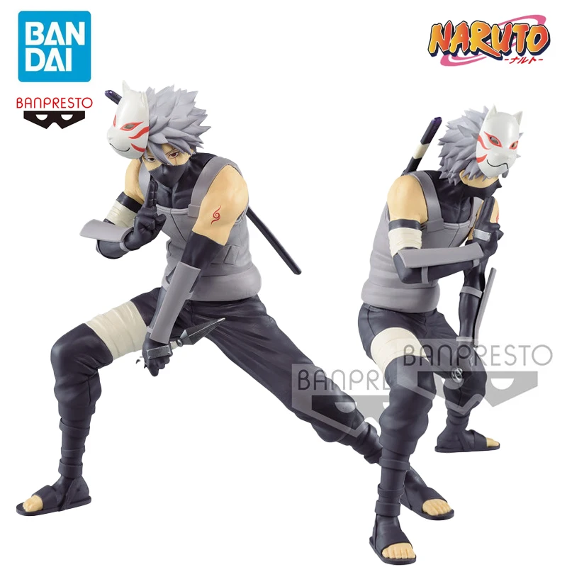 Anime Original Original Banpresto NARUTO Model Hatake Kakashi Battle Shape Anbu 18Cm Pvc Action Figurine Model Toy for Boys Gift