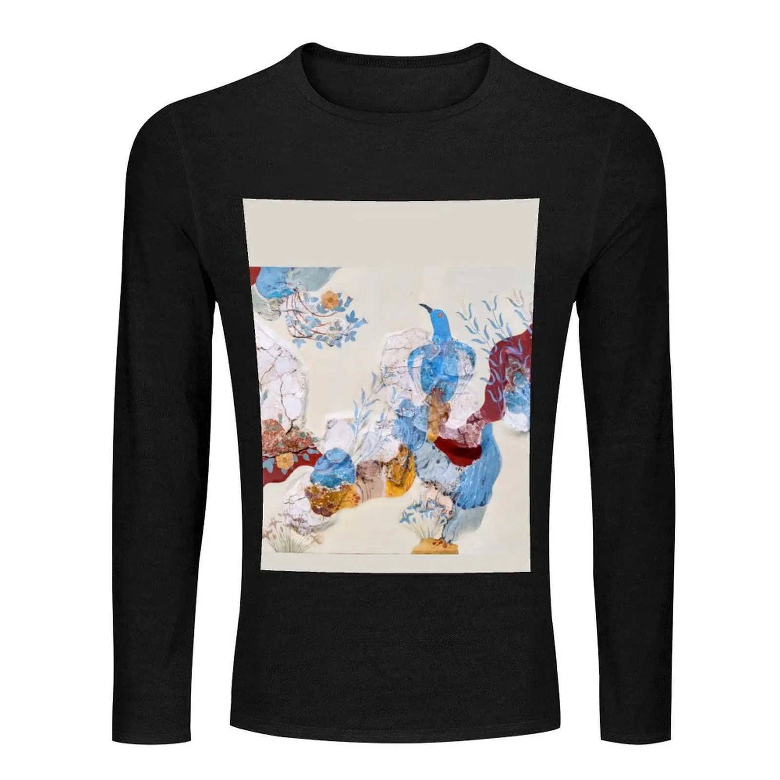 Длинная футболка Minoan Blue Bird Fresco Knossos с графическим рисунком эстетичная одежда
