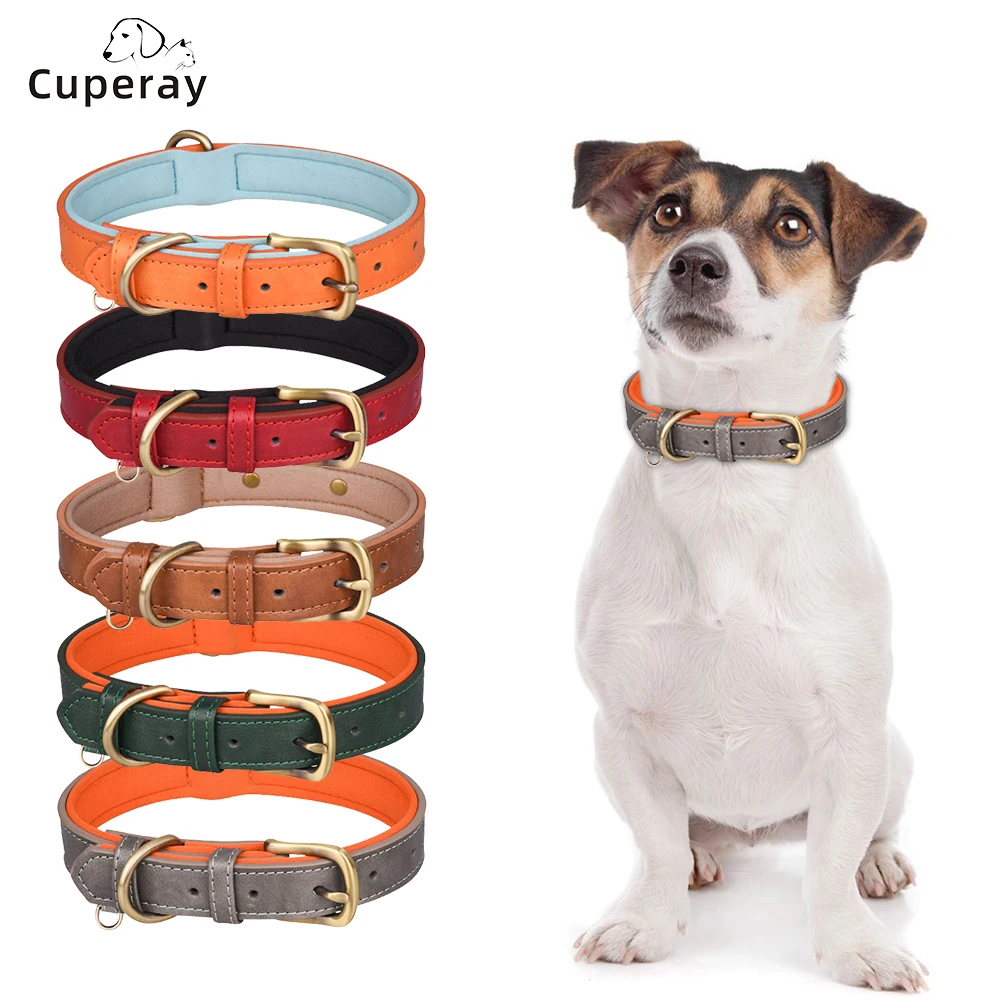 Кожаный ошейник для собак Регулируемый аксессуар из сплава двойное D-образное