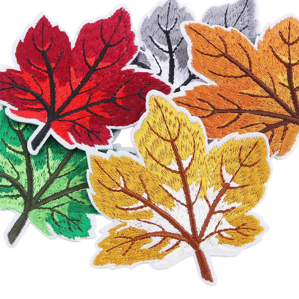 Colourful Maple Leaf Embroidery Patches DIY T-shirt Coat Jeans Backpack Sewing Decorate Applique Stickers Accessories