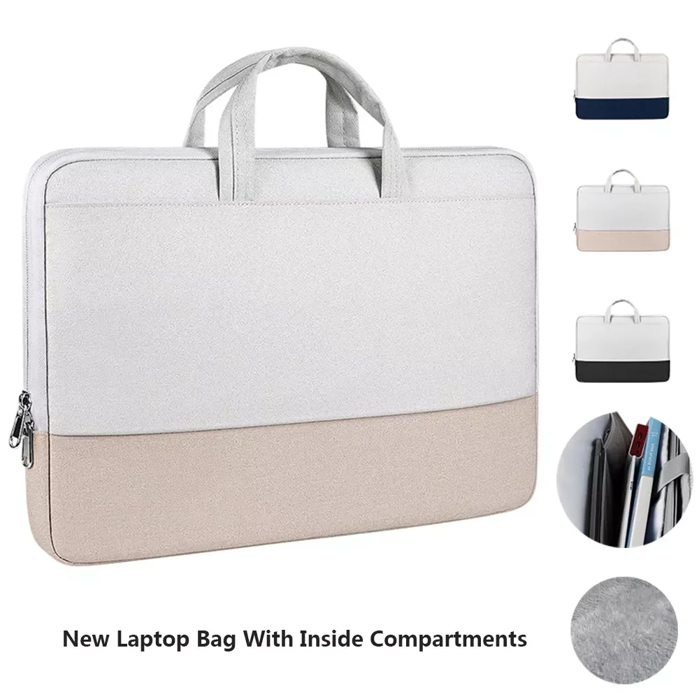 

2022New Waterproof Handbag With Inside Compartment Laptop Bag 13.3 14 15.6 Inch Notebook Case Sleeve For Macbook M1 Xiaomi Brief