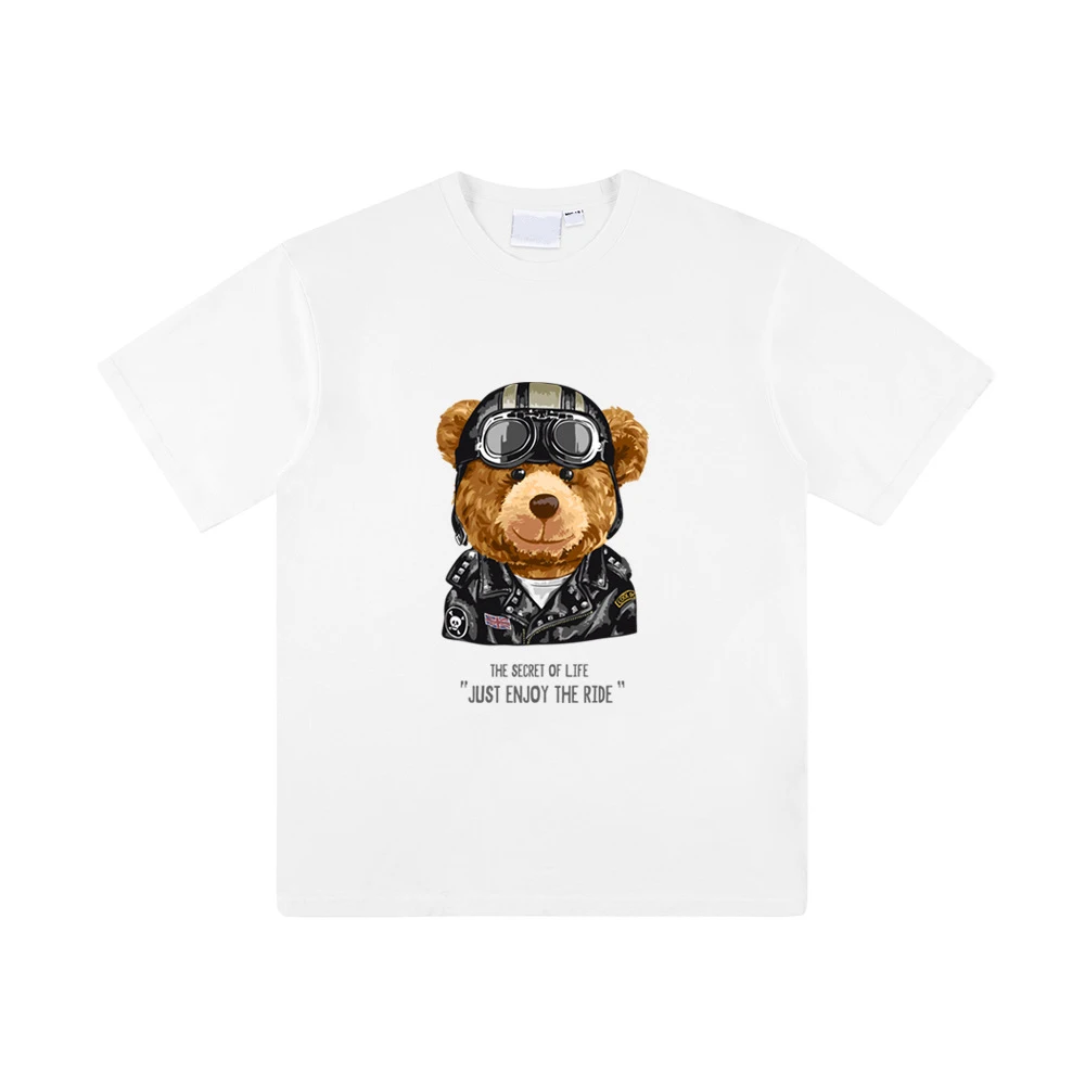 

Men's T-shirt Cool Bear Printed Tshirt Female Casual T Shirt Cartoon Bear Harajuku Female Summer Short Sleeved Unisex Top Tees