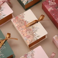 5pcs gift box packaging diy book shape flower design wedding gift for guests candy box birthday party favors boxes with ribbon