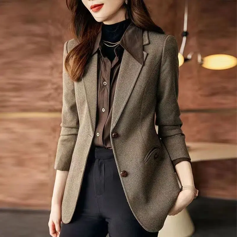 Luxury Designer Clothing Women Tweed Blazer Long Sleeve Autumn/Winter Jacket Office Ladies Slim Fit Korean Fashion Coat New