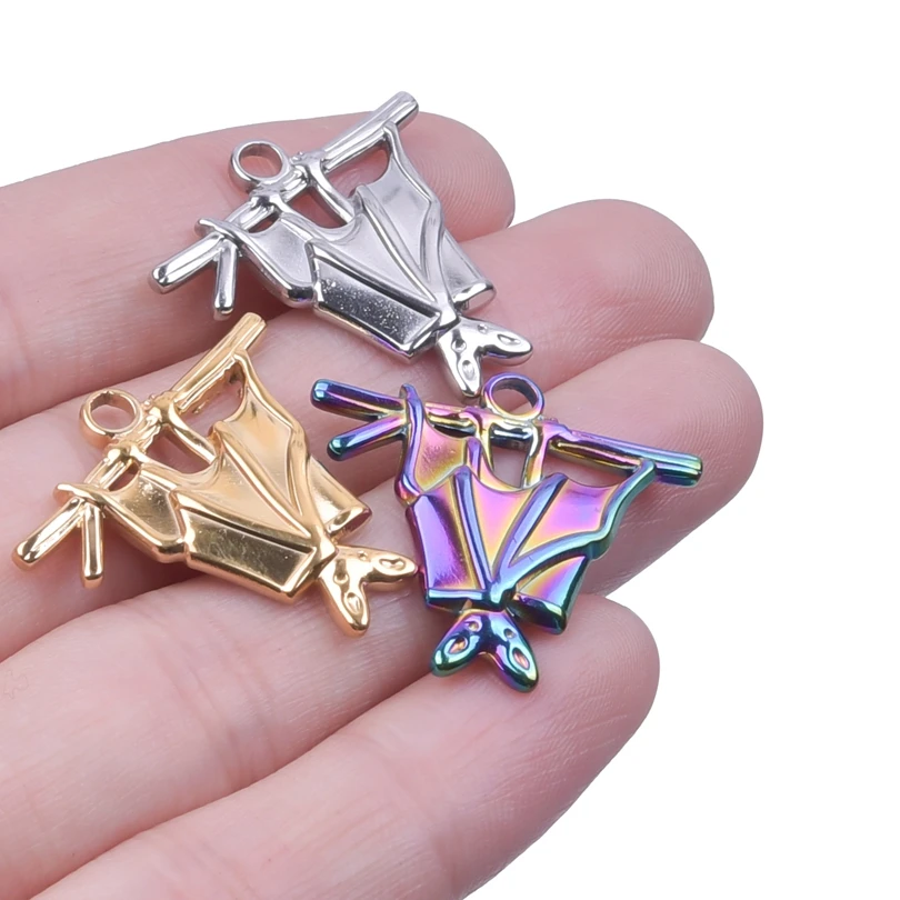 6Pcs/Lot Stainless Steel Gothic Vampire Bat Charms Personalized Punk Halloween Pendant For Jewelry Making DIY Wholesale Findings images - 6