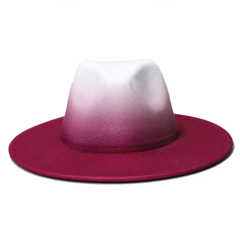 

Woolen Hat Gradient Color Woolen Hat Autumn and Winter Men's and Women's Fedora Hat Two-Color British Style Hat