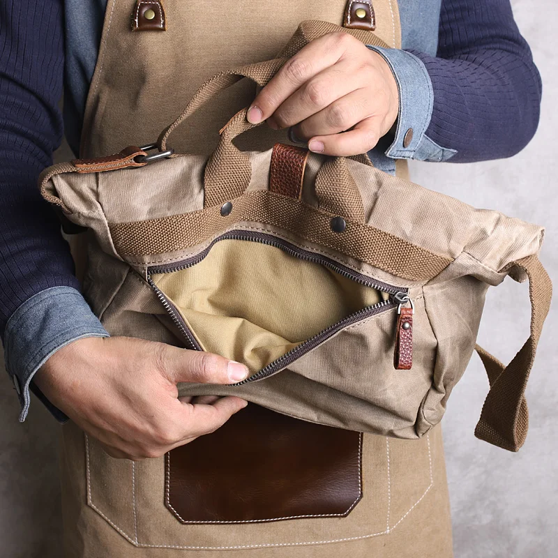 Original Handmade Men Messenger Bags High Quality Canvas Crazy Horse Leather Travel Crossbody Bags for Male Tote Shoulder Bags