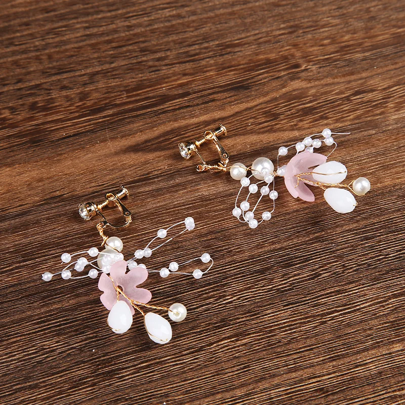 Baby Girl Crown 2021 Princess Sweet Flower Beading Patchwork Headdress with Earrings Wedding Birthday Headpiece Hair Wreath