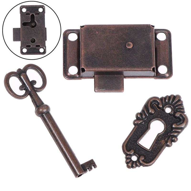 

Antique Iron Door Lock Drawer Jewelry Wood Box Cabinet Wardrobe Cupboard Door Lock + Key Furniture Hardware