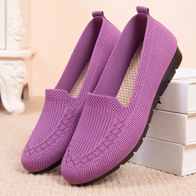 

2022 Women Sneakers Casual Tennis Shoes Summer Light Breathable Vulcanized Shoes Outdoor Slip-On Lazy Shoes Flats Knit Sneakers