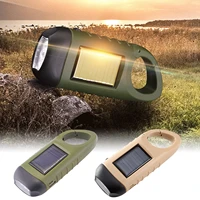 hand crank rechargeable flashlight solar led outdoor emergency lantern flashlight charge your phone with carabiner hook