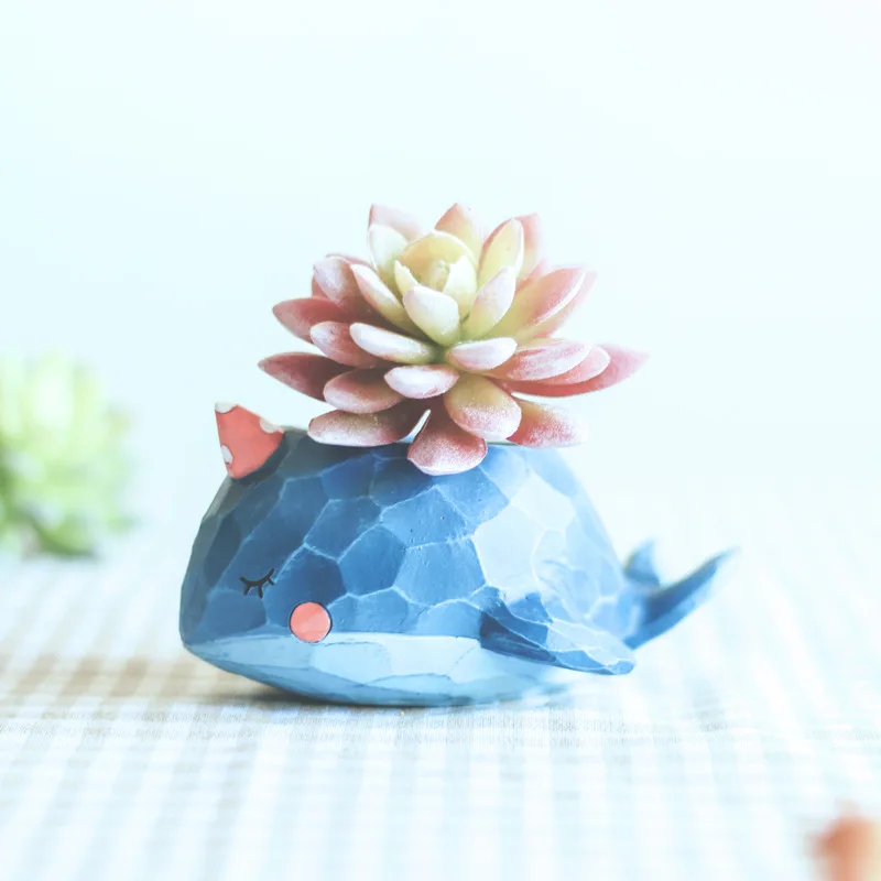 

Creative Cartoon Whale Succulent Resin Flowerpot Desktop Gardening Potted DIY Green Plant Small Flowerpot