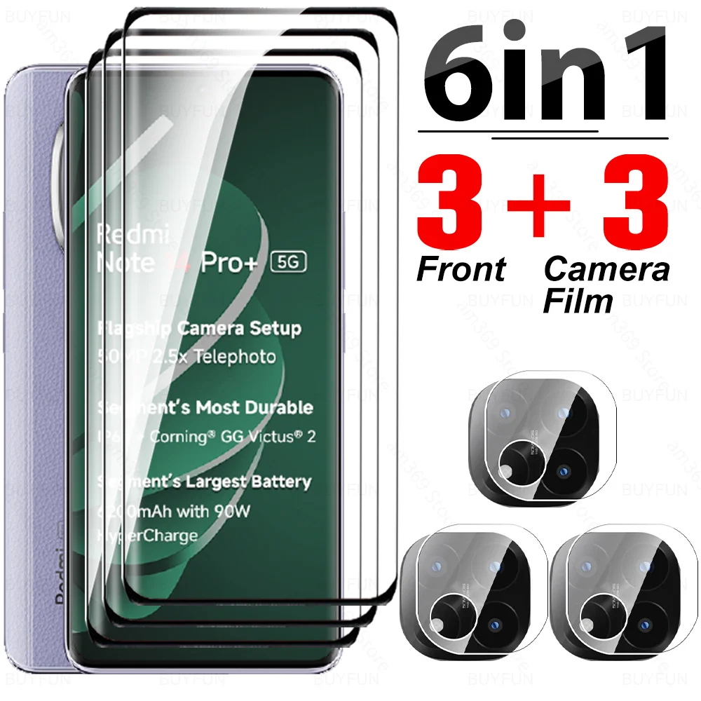 Изогнутое стекло 6To1 для Xiaomi Redmi Note 14 Pro + закаленное Plus Note14Pro 14Pro 5G Защитная пленка