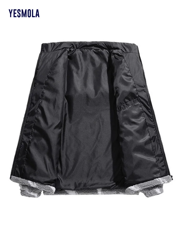 Men Lamb Wool Coat Men's Plus Velvet Thick Winter Padded Jacket Casual New Korean Loose Warm Cotton Outerwear 2022