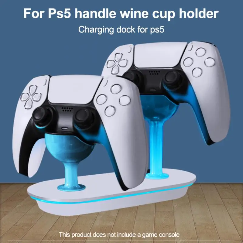 

Dual Controller Charger Holder Stand Wine Glass Shaped Charging Dock Station With LED Indicators Type-C Output For PS5