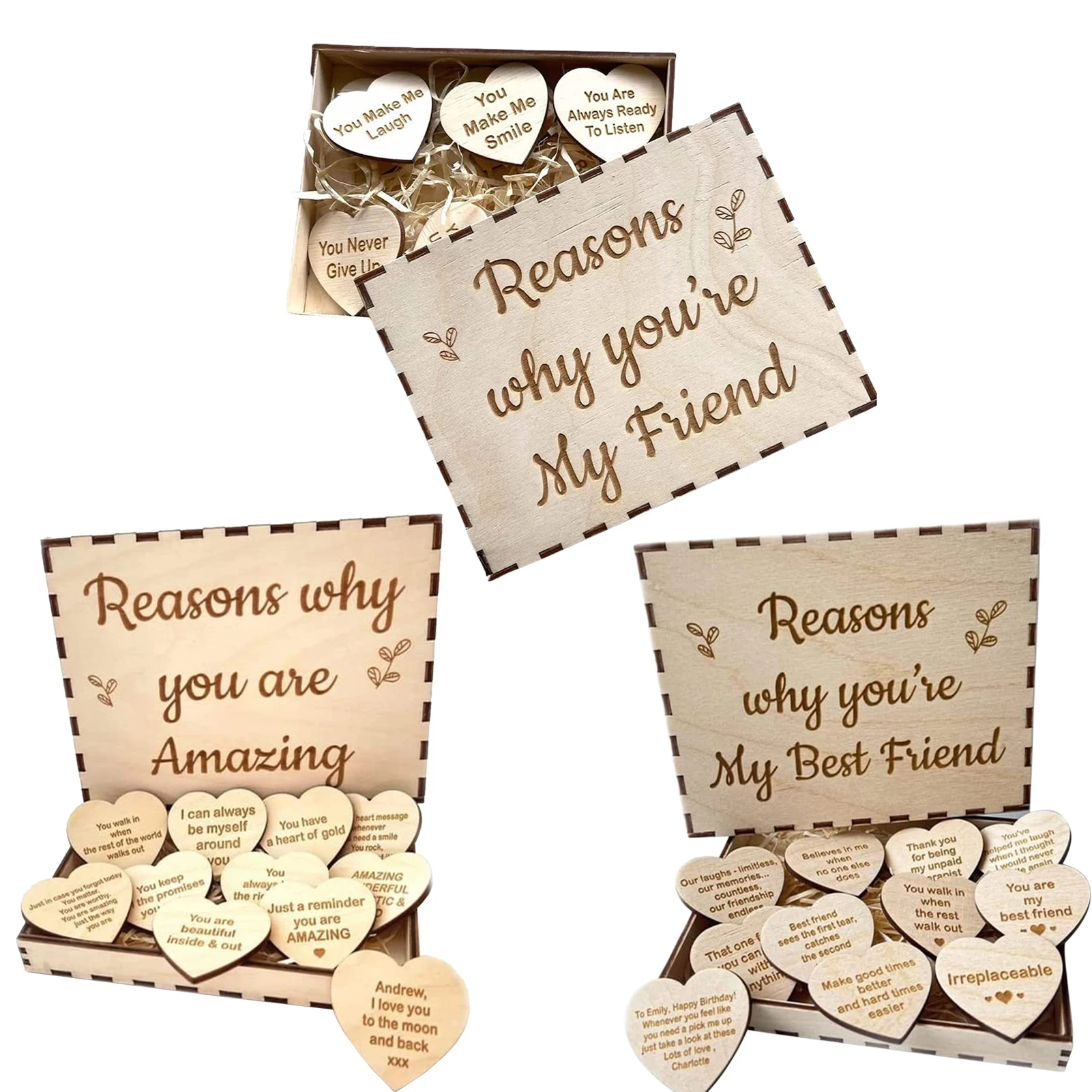 

Best Friend Gifts For Women Unique Sentimental Box With Wooden Hearts 10 Reasons Why You Are My Best Friend Cute Birthday Gifts