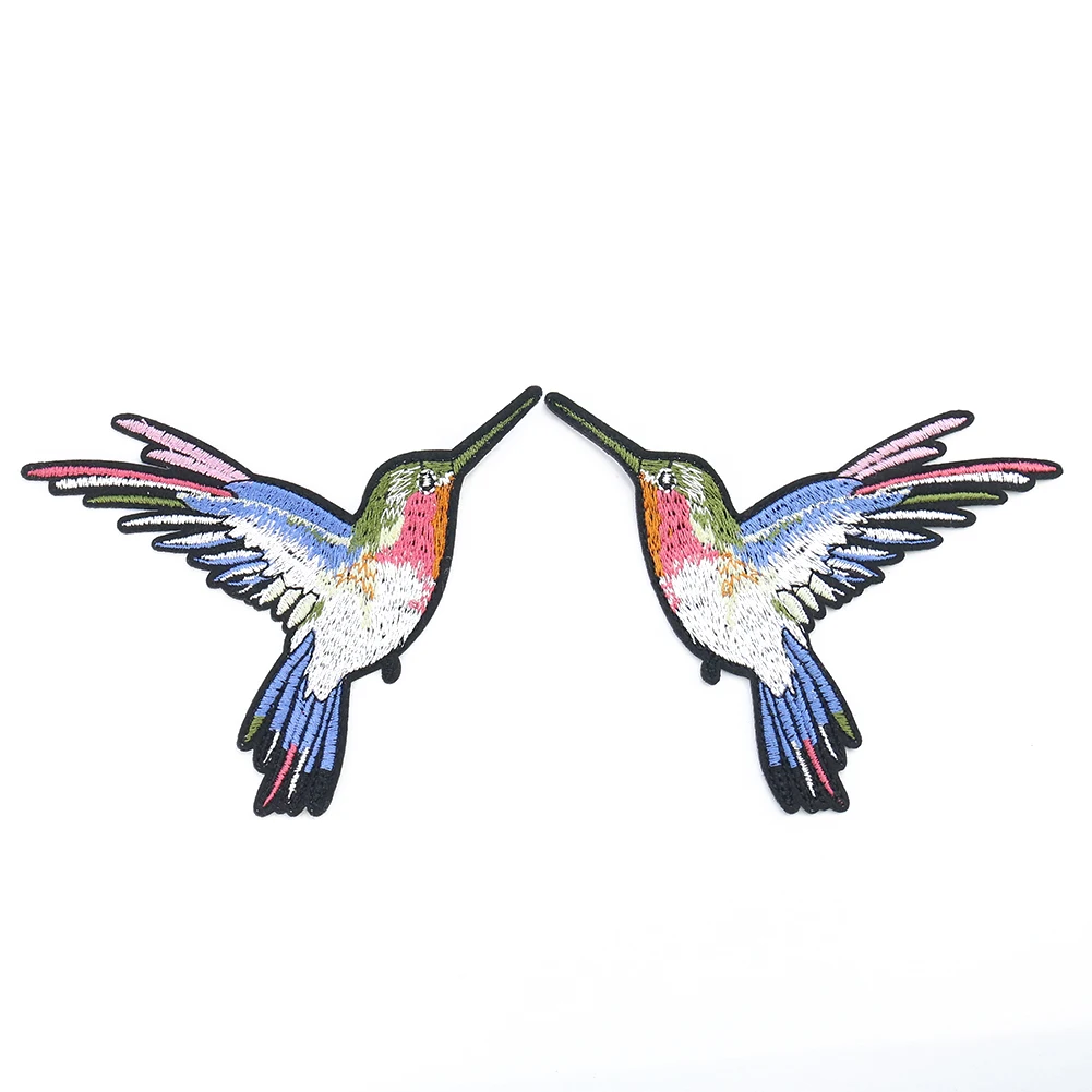 

2Pc Hummingbird Applique Sticker Bird Decal Patch Sewing Supplies Apparel DIY Fabric Flying Kingfisher Iron on Badage Finishes