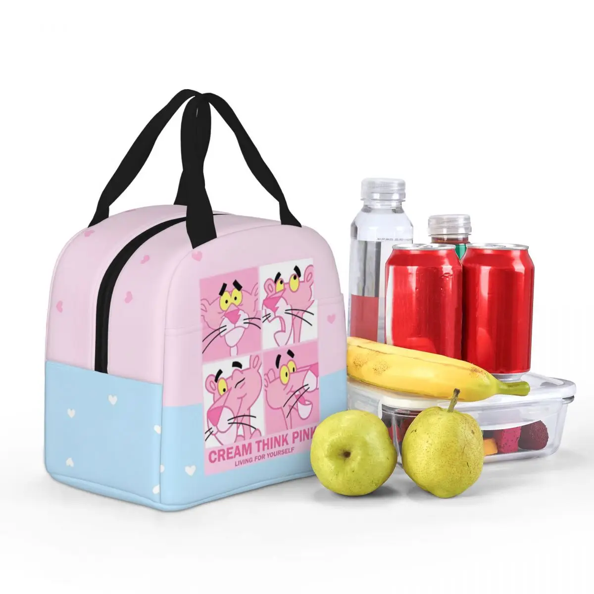 Изолированные сумки для ланча с розовой пантерой многоразовая розовая