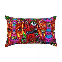 psychedelic arabesque plush pillowcase cushion cover 20x36 inch decorative hidden zipper design