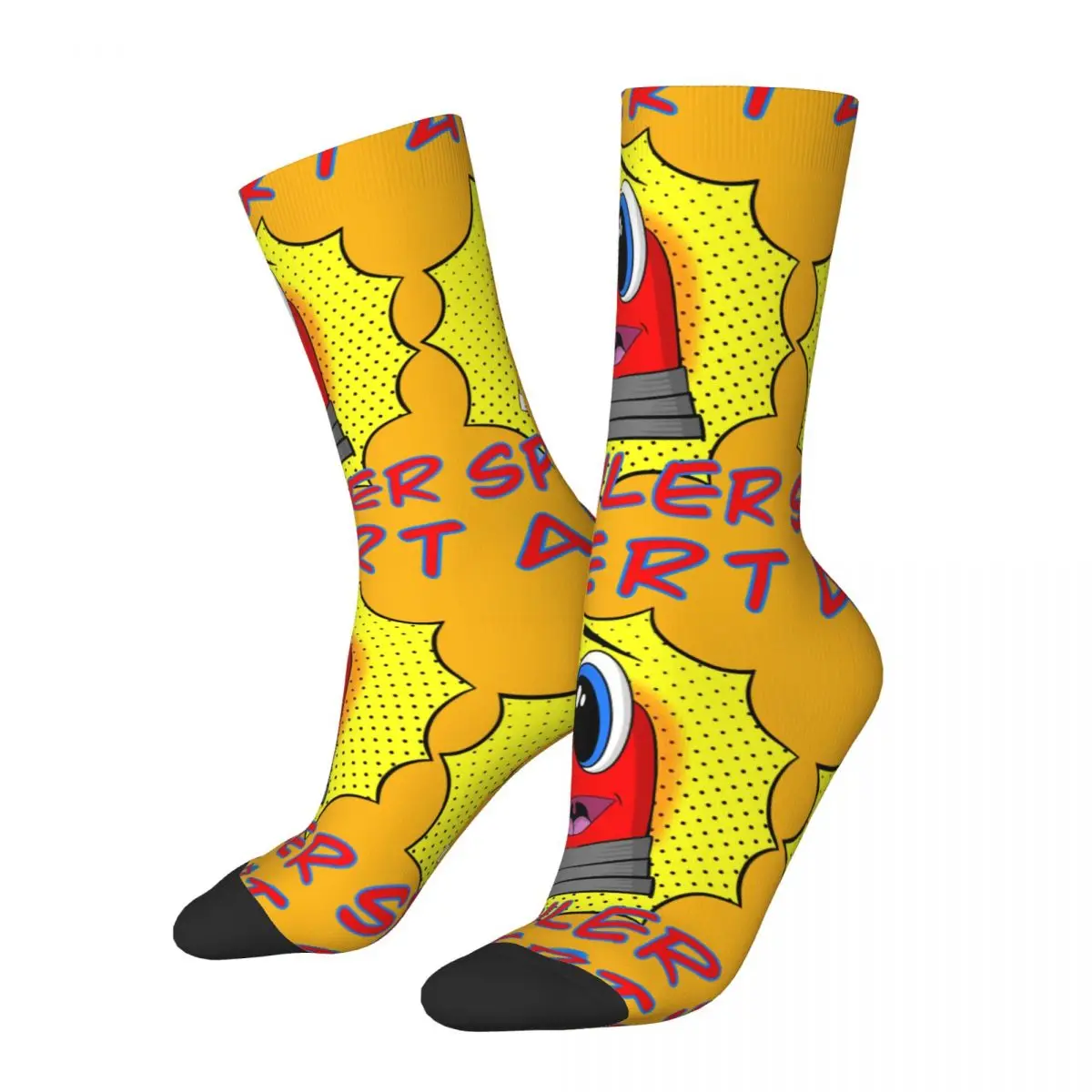 

Hip Hop Vintage Spoiler Cute Crazy Men's Compression Socks Unisex Red Alert Single Game Street Style Pattern Printed Crew Sock