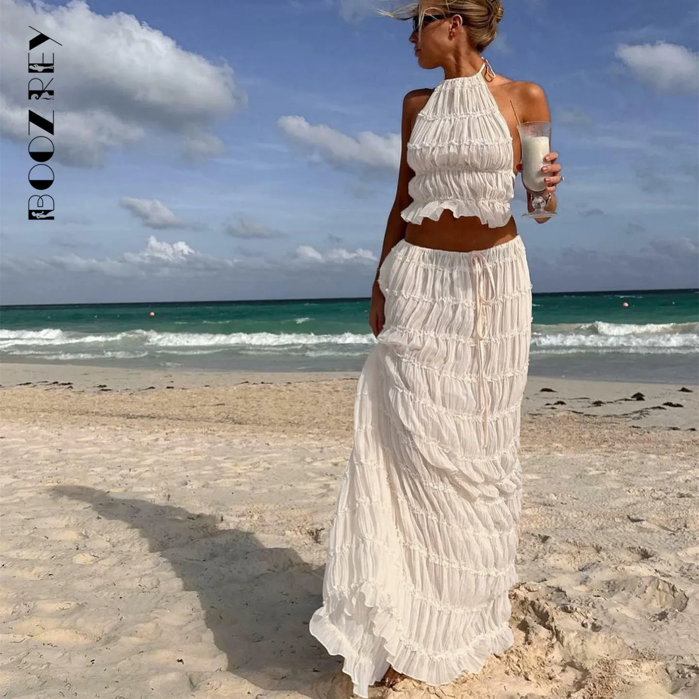 Комплект BoozRey из 2 предметов с юбкой для женщин топы на шнуровке завязкой сзади