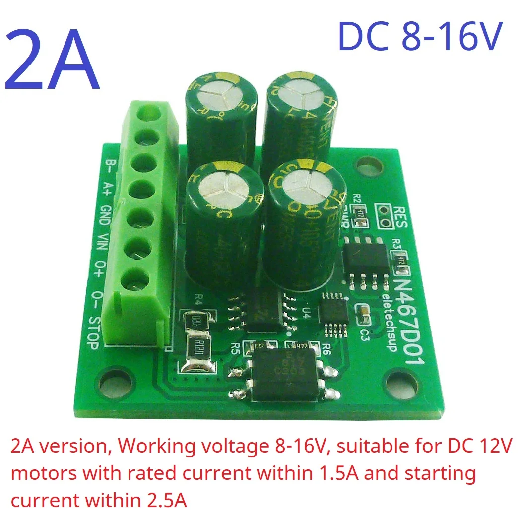 

Малый драйвер двигателя постоянного тока 12 В 24 В 1-2A RS485 MODBUS RTU, контроллер прямой и обратной задержки, работает независимо после настройки