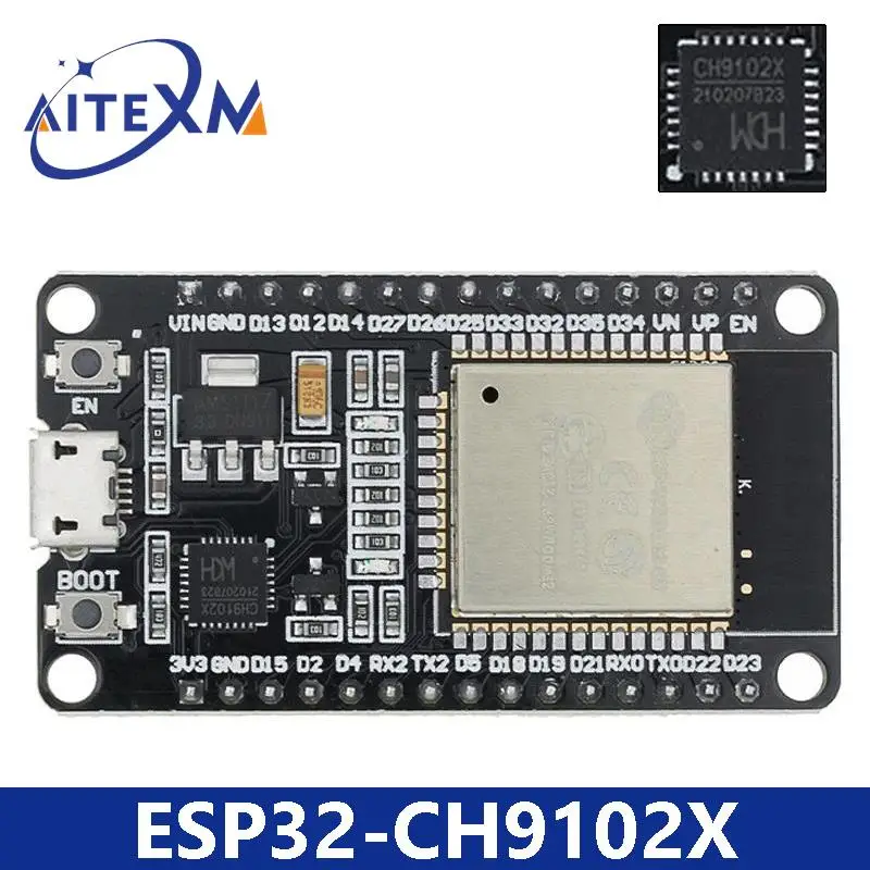 

New ESP32 Development Board CH9102X WiFi+Bluetooth Ultra-Low Power Consumption Dual Core WIFI Development Board Eletronicos Kits