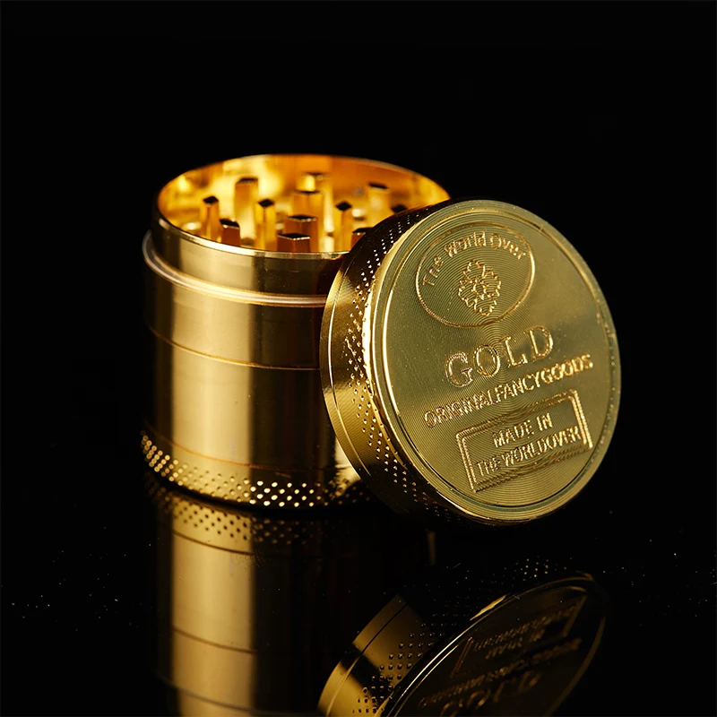 Herb Grinder 3 Layer 4 Parts Zinc Alloy 40mm Tobacco Crusher Gold Grinder Herbal Crusher Hookah Pipe Smoke Accessories