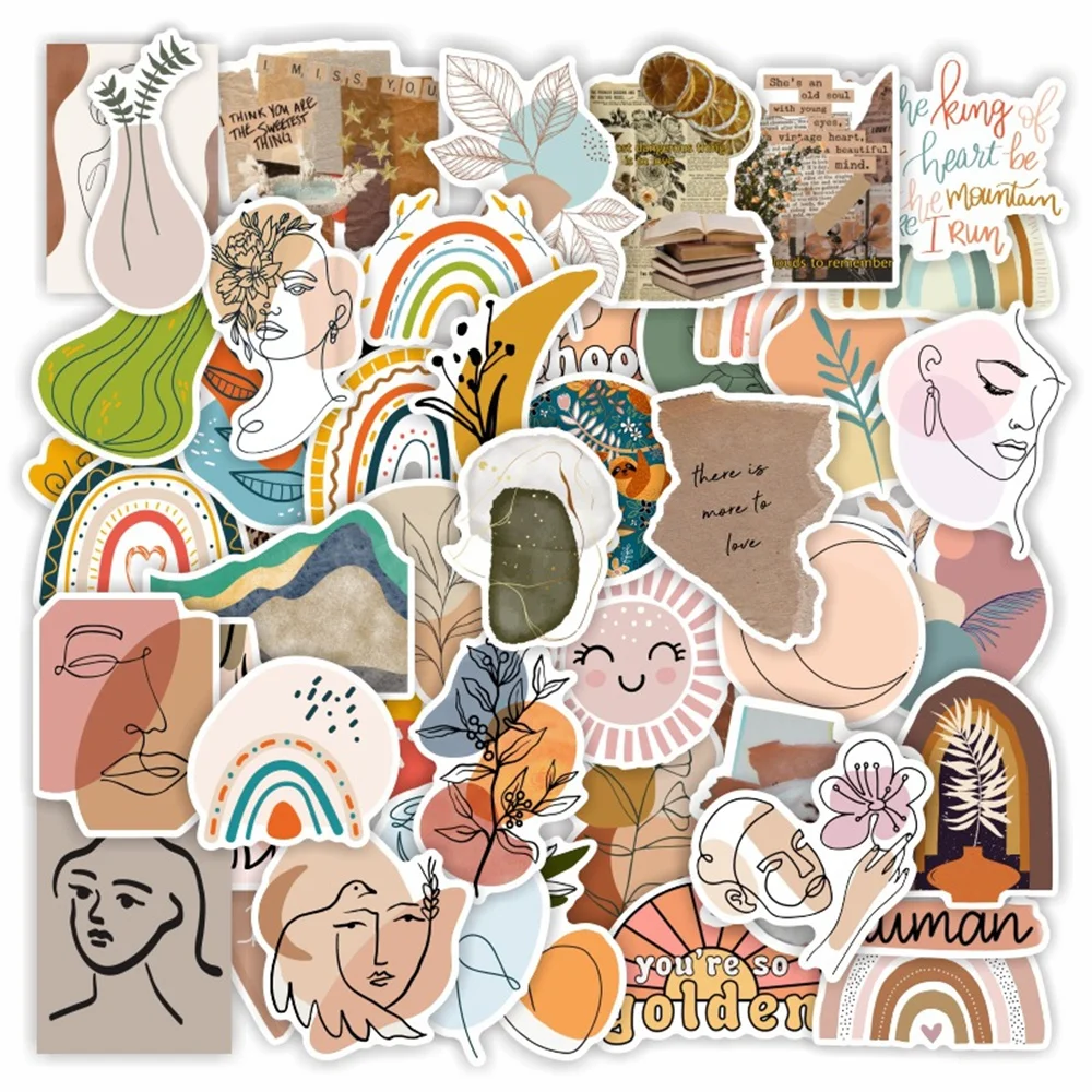 

10/30/50PCS Cartoon Boho Style Art Sticker For Toys Luggage Laptop iPad Skateboard Phone Motorcycle Notebook Sticker Wholesale